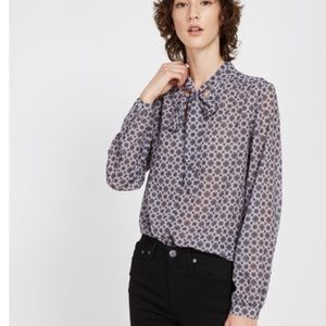 Frank & Oak printed bow blouse